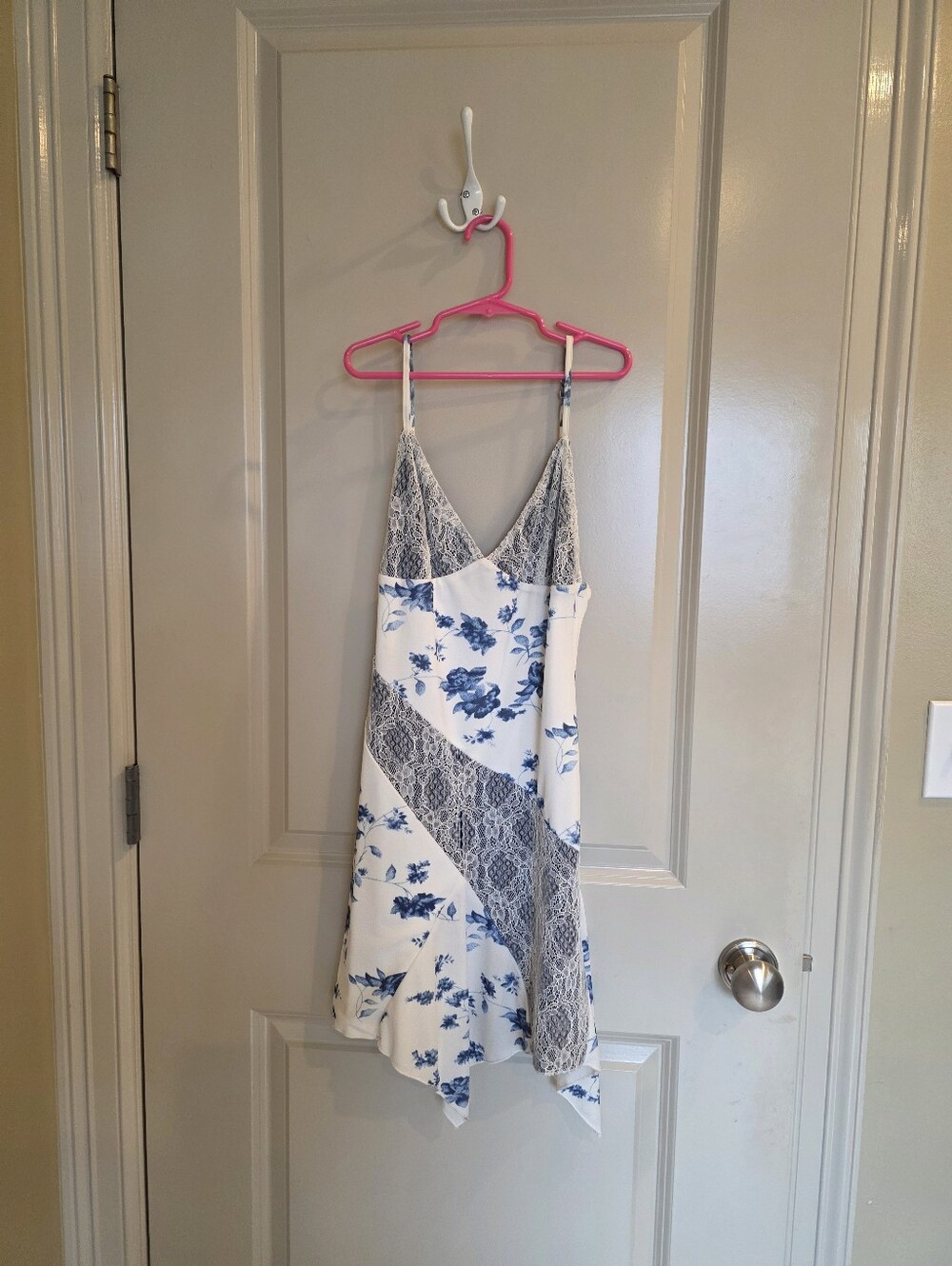 White Fox Boutique Floral Slip Dress with Lace Panels